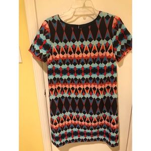 JCrew geo pattern colorful short sleeve dress